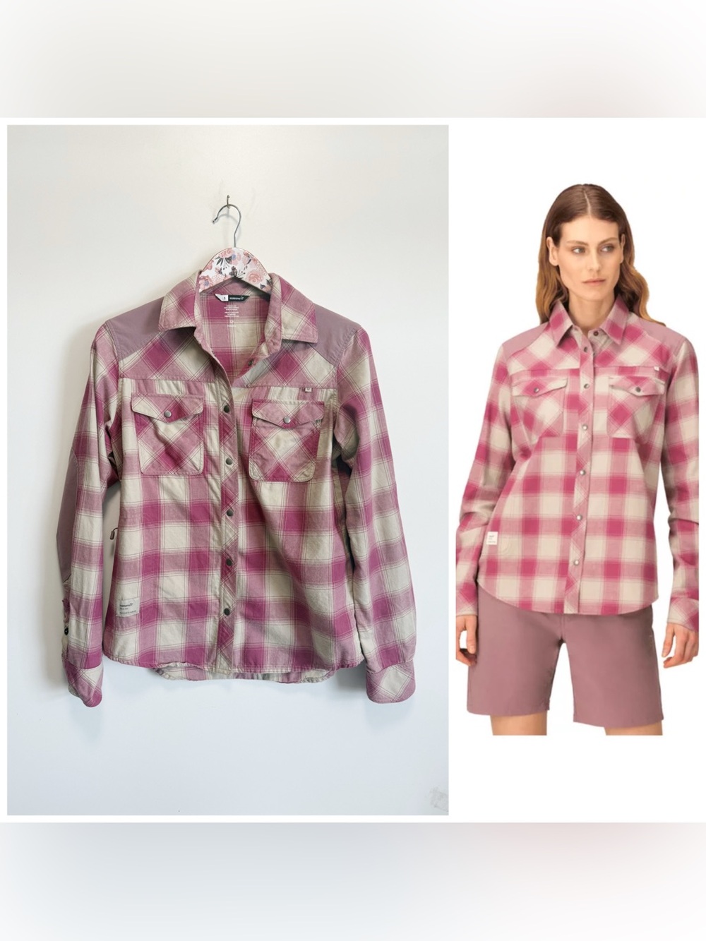 NORRONA Femund Flannel Snap Button Shirt Women’s S Small Grape Shake Plaid Wool